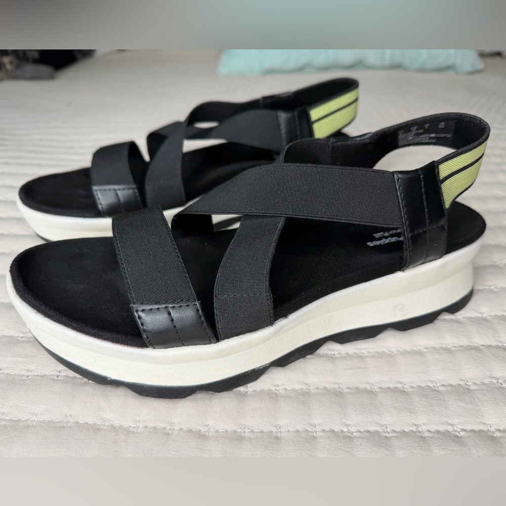 Hush Puppies Women’s Sandals Size 8 Black Bounce Plus Platform Comfort Strappy